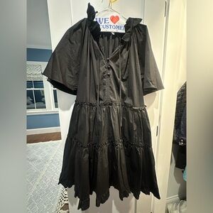 Pomander Place Charcoal Ruffled Long Sleeve Dress